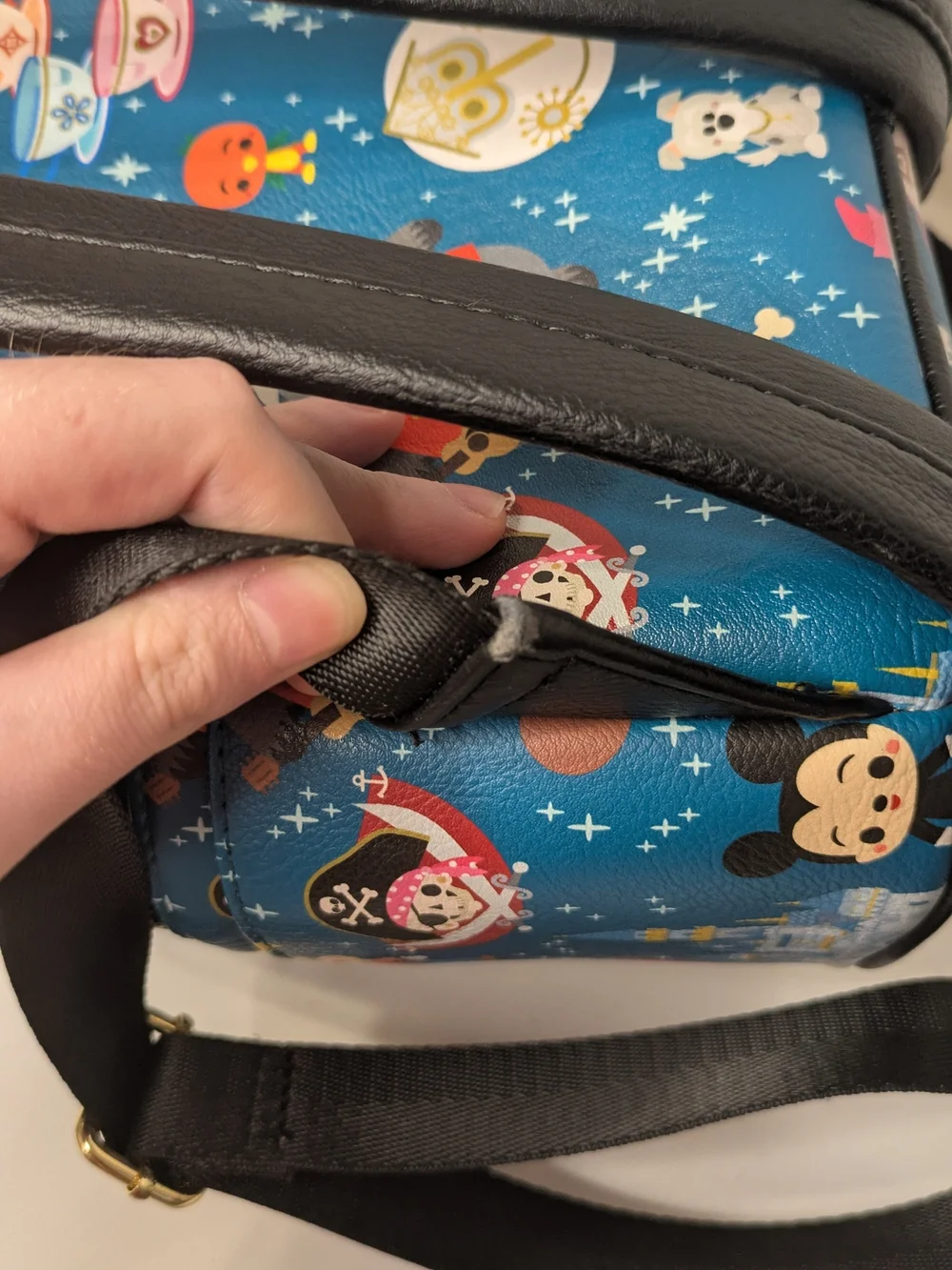 Disney Parks Loungefly Teacup Character Pattern Teal Multicolor Mini Backpack